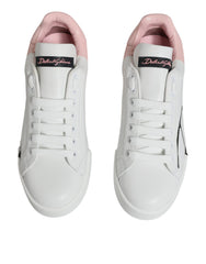 Dolce & Gabbana Weiß Rosa Portofino Low Top Sneakers Schuhe