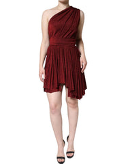 Dolce & Gabbana – Rotes, plissiertes A-Linien-Minikleid mit One-Shoulder-Träger