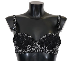 Dolce & Gabbana Schwarzer Seiden-BH mit weißer Spitze und Stretchanteil