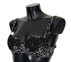Dolce & Gabbana Schwarzer Seiden-BH mit weißer Spitze und Stretchanteil