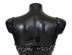 Dolce & Gabbana Schwarzer Seiden-BH mit weißer Spitze und Stretchanteil