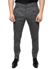 Dolce & Gabbana Grau karierte Skinny-Hose aus Wolle im Tartan-Stil