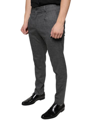 Dolce & Gabbana Grau karierte Skinny-Hose aus Wolle im Tartan-Stil