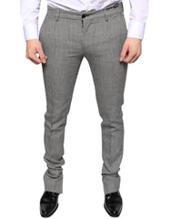 Dolce & Gabbana Grau karierte Skinny-Hose aus Wolle im Tartan-Stil
