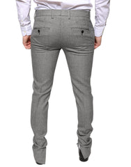 Dolce & Gabbana Grau karierte Skinny-Hose aus Wolle im Tartan-Stil
