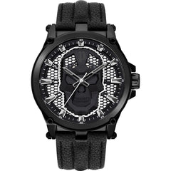 Police Black Leather Dress Watch