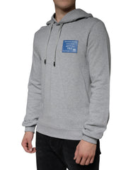 Dolce & Gabbana Grauer Kapuzenpullover aus Baumwolle mit Logo