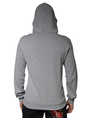Dolce & Gabbana Grauer Kapuzenpullover aus Baumwolle mit Logo