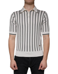 Dolce & Gabbana – Poloshirt mit kurzen Ärmeln und weißen und schwarzen Streifen