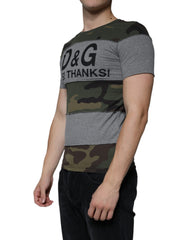 Dolce & Gabbana Multicolor Camouflage Cotton Crew Neck T-shirt