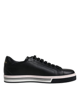 Dolce & Gabbana Schwarze Leder Low Top Herren Sneakers Schuhe