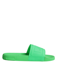 Dolce & Gabbana Grüne Leder-Pantoletten Badeschuhe