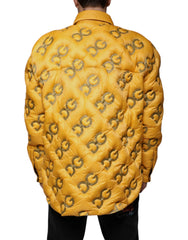 Dolce & Gabbana – Gelbe, wattierte Blousonjacke mit Knöpfen und Logo
