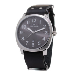 Folli Follie Schwarze Lederarmbanduhr