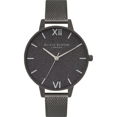 Olivia Burton Schwarze Edelstahl-Damenuhr