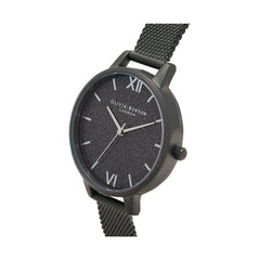 Olivia Burton Schwarze Edelstahl-Damenuhr
