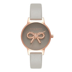 Olivia Burton Gray Kunstlederarmbanduhr