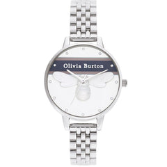 Olivia Burton Silver Stainless Steel Dress Watch