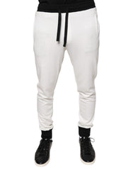 Dolce & Gabbana Weiße, schmale Jogginghose aus Baumwolle für Herren