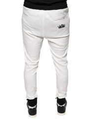 Dolce & Gabbana Weiße, schmale Jogginghose aus Baumwolle für Herren