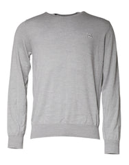 Dolce & Gabbana Hellgrauer Wollpullover mit Rundhalsausschnitt