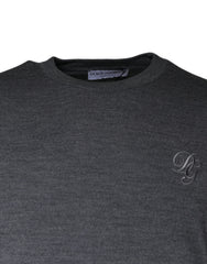 Dolce & Gabbana Dunkelgrauer Pullover aus Wolle mit Rundhalsausschnitt