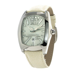 Chronotech weiße Lederarmbanduhr