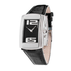Chronotech Herrenuhr aus schwarzem Leder