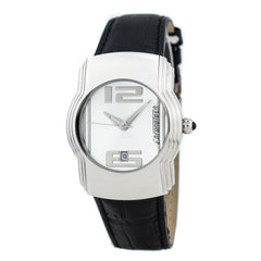 Chronotech schwarze Leder-Armbanduhr