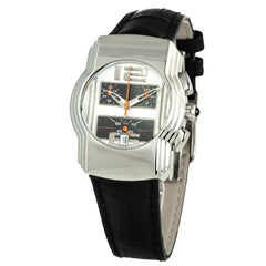 Chronotech schwarze Leder-Armbanduhr