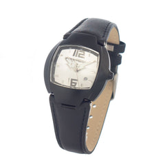 Chronotech Herrenuhr aus schwarzem Leder