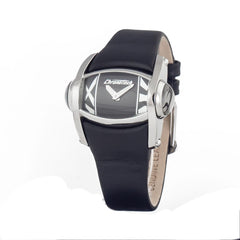 Chronotech schwarze Leder-Armbanduhr