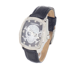 Chronotech schwarze Leder-Armbanduhr
