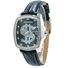 Chronotech schwarze Leder-Armbanduhr