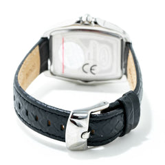 Chronotech schwarze Leder-Armbanduhr