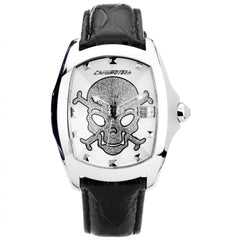 Chronotech schwarze Leder-Armbanduhr