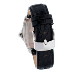 Chronotech schwarze Leder-Armbanduhr
