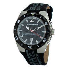 Chronotech Black Leather Sport Watch