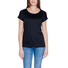 Vila Clothes Schwarzes Baumwoll-T-Shirt