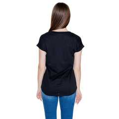 Vila Clothes Schwarzes Baumwoll-T-Shirt