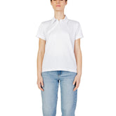 Blaues, weißes Polyester-T-Shirt