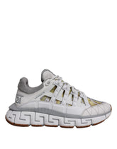 Versace – Weiße niedrige Sneakers mit Trigreca-Barocco-Print
