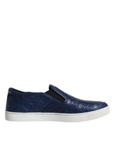 Dolce & Gabbana Blaue Krokodil Exotisches Leder Herren Sneakers Schuhe