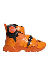 Dolce & Gabbana – Orangefarbene, klobige High-Top-Sneakers mit mehreren Einsätzen