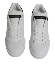 Dolce & Gabbana Klassische Low-Top-Sneakers aus weißem Leder