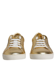 Dolce & Gabbana Gold Leder Logo London Herren Sneakers Schuhe