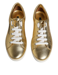 Dolce & Gabbana Gold Leder Logo London Herren Sneakers Schuhe