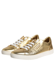Dolce & Gabbana Gold Leder Logo London Herren Sneakers Schuhe