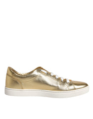 Dolce & Gabbana Gold Leder Logo London Herren Sneakers Schuhe