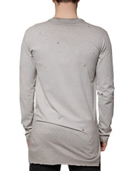 Dolce & Gabbana Grauer Pullover mit Rundhalsausschnitt aus bedruckter Baumwolle